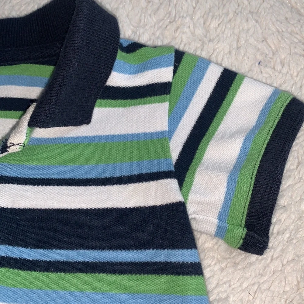 GAP Blue Green White Striped Romper 3-6M Baby Boy EUC one piece